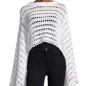 Free People Caught Up Bell Long Sleeve Crochet Sweater